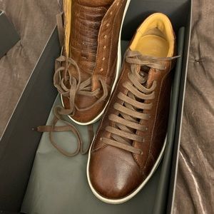 M. Gemi men’s “The Netto Due” leather walnut sneakers. Size 43 (US 10)